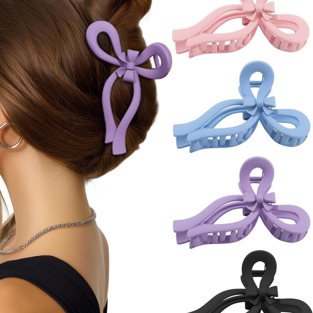 4 PCS Bow Hair Clips for Women Large Claw Clips for Thick and Long Hair